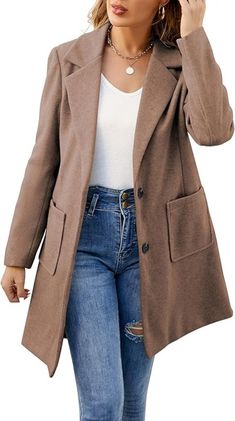 Women's Trench Coat Jacket with Pockets. Women’s Fall Jackets, Women’s Coats, Peacoat Womens Outfit, Womens Peacoat, Fall Fashion Comfy, Formal Jackets For Women, Women's Trench Coat, Long Cardigan Coat, Amsterdam Fashion