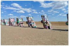 there are many skateboards that have been placed in the desert