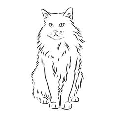 a black and white drawing of a cat