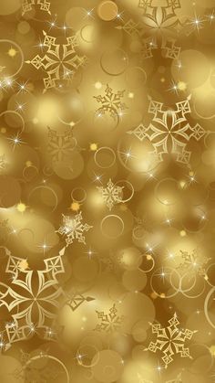 gold christmas background with snowflakes and stars on the bottom right corner, in an abstract manner