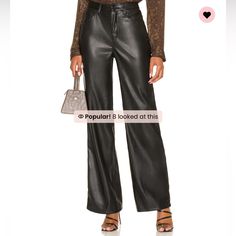 Black Leather Pants From Revolve. Wide Leg. Size 29. Would Love To Keep But Just A Little Too Big On Me. Black Mid-rise Wide Leg Pants, Trendy Wide Leg Leather Pants For Going Out, High Rise Wide Leg Pants For Night Out, Edgy Wide Leg Pants For Work, Trendy Wide Leg Leather Pants For Date Night, Trendy Wide-leg Leather Pants For Going Out, Trendy Black Mid-rise Wide Leg Pants, Edgy High Waist Wide Leg Pants For Night Out, Trendy High Waist Wide Leg Pants For Date Night