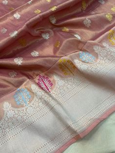 This is a very beautiful Pure banarasi katan tissue silk handloom saree Kadhyal weave border, Sona Rupa weave booties, golden n silver zari, paithani tilffi border, with  blouse piece.  Saree length - 5.5 mtr. Blouse - 1 mtr.  Dry clean only . Please note - color may be vary a little due to sunlight and photography . Please message us after purchasing in case you want fall and Pico done it not . No extra charges for fall and Pico but inform us . Blouse stitching is also available . Traditional Drape Saree For Festive Occasions, Festive Zari Weaving Saree As Gift, Festive Saree With Zari Weaving As Gift, Festive Saree With Zari Weaving For Gift, Traditional Drape Saree For Diwali, Festive Gift Saree With Zari Weaving, Zari-weaved Saree Traditional Wear For Gift, Festive Zari Weaving Dupatta As Gift, Festive Handloom Dupatta As Gift