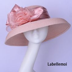 NEW EXCLUSIVE DESIGN Hat body is made of paper straw braid with crown band of satin& handmade organza flowers Brim width is 11cm,not too big also not too small,just right size for many outfit Head size: 57cm also with satin ribbon to adjust it to be smaller The color is light pink,it is very special color but it always looks good to match with many other colors Ideal for wedding/party/races/church It is handmade product and every hat is well inspected before shipment,no return accepted.But pleas Elegant Beach Hats With Handmade Flowers, Elegant Pink Adjustable Straw Hat, Pink Short Brim Sun Hat For Church, Feminine Pink Beach Hat, Adjustable Pink Straw Hat For Party, Pink Straw Hat For Wedding At Royal Ascot, Pink Sun Hat For Wedding, Kentucky Derby, Pink Sun Hat For Kentucky Derby Wedding, Elegant Pink Straw Hat For Wedding