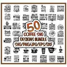 the 50 coffee svg designs bundle