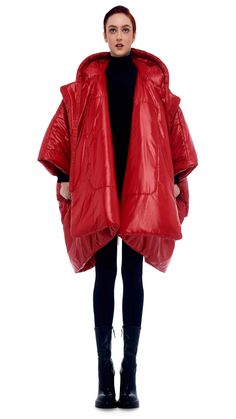 SLEEPING BAG BLANKET COAT – Red – Norma Kamali Sleeping Bag Coat Norma Kamali, Norma Kamali Sleeping Bag Coat, Fashion Manifestation, Sleeping Bag Coat, Oversized Puffer Coat, Jersey Dresses, Upcycle Ideas, Blanket Coat, Yves Salomon