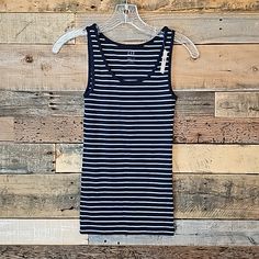 Gap Modern Tank Top Xxs Navy & White Stripe New With Tags Lace Trim Tank Top, Grey Tank Top, Gray Tank, Floral Tank Top, Striped Tank Top, Black Tank, Print Tank, Striped Tank, Printed Tank Tops