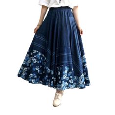 Introducing the 2023 Spring-Summer Collection's Nonconformist Silhouette & Flare Denim Skirt ââ‚?an effortless blend of unconventional trend and contemporary fashion!Why You'll Adore ItThis long skirt is textured to make a statement. Its high-waisted silhouette and rubber closure are made for comfort. while its intricate embroidery and subtle distressed pattern bring an air of vintage charm. No wonder it's the perfect blend of free-spirited chic and vogue style.Distinctive Features Boho Style: E Spring Casual A-line Bottoms, Spring Casual Non-stretch Denim Skirt, Non-stretch High Waist Denim Skirt For Spring, Summer A-line Stretch Bottoms, Casual Non-stretch Denim Skirt For Spring, Summer Stretch Denim Skirt, Casual Non-stretch Denim Skirt For Summer, Spring Relaxed Fit Skirted Bottoms, Casual Denim Blue Skirt For Spring