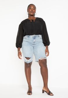 City Shorts | Eloquii Stretch Denim Jean Shorts For Fall, Frayed Hem Denim Jean Shorts For Fall, Denim Jean Shorts With Frayed Hem For Fall, Straight Leg Denim Jean Shorts For Fall, Fall Cutoff Denim Cropped Jeans, Relaxed Fit Cropped Jeans For Fall, Relaxed Fit Cutoff Cropped Jeans For Fall, Short Length Denim Jeans For Work, Short Length Denim Jeans For Workwear