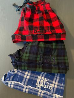 All orders placed by Monday, December 9th will ship for Christmas Delivery.Monogrammed Flannel Shorts These shorts are darling and 100% cotton flannel.  Little details count, the shorts feature a drawstring cord, satin piping on leg opening, and wasteland with elastic.   Sizing: XXS - XXL XXS - 0 XS -2 Small 4-6 Medium 8-10 Large 12-14 XL 16 XXL 18 Customize by adding name or initials Personalization Information At checkout, please leave initials in the following format first -last- middle ALL i Plaid Pajama Shorts, Flannel Shorts, Plaid Pajama, Monday December, Plaid Pajamas, Sleep Shorts, Pajama Robe, Christmas Delivery, Pajama Shorts