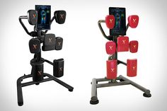 two different types of exercise equipment are shown