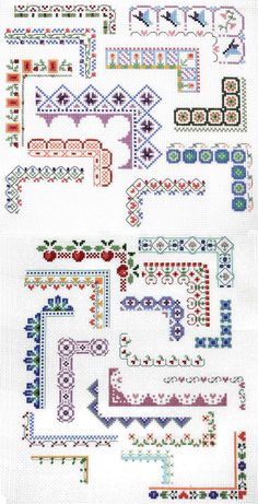 cross stitch pattern with different designs and colors