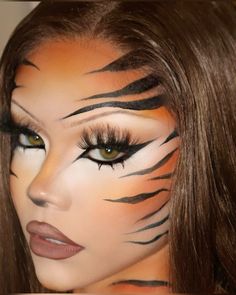 https://www.instagram.com/p/C_Je_sMyQSy/?igsh=MzRlODBiNWFlZA== Tiger Outfit Halloween, Big Cat Halloween Costume, Animal Print Halloween Makeup, Tiger Stripe Makeup, Women Tiger Costume, Lepord Makeup Women, Animal Make Up Ideas, Halloween Costume Animals, Tiger Make Up Woman