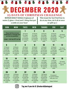 a christmas calendar with the dates and times for each holiday event, including holidays in december