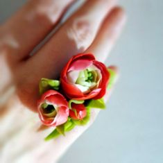 Ranunculus Flower Ring, Blush Pink Jewelry, Red Jewelry Set, Floral Jewelry, Shabby Chic Jewelry, Gi Flower Shaped Birthstone Ring, Handmade Flower Ring For Spring Wedding, Pink Flower Ring For Valentine's Day, Red Flower-shaped Wedding Ring, Red Flower Ring For Wedding, Red Flower Wedding Ring, Handmade Cute Flower Ring, Maple Wedding, Red Jewelry Set