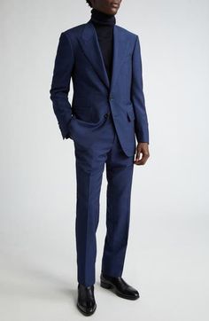 Look your best no matter the event in this Italian-tailored suit cut in a modern silhouette from finely woven cotton-and-silk poplin. Jacket has two-button closure; peaked lapels; four-button cuffs; chest welt pocket; front flap pockets; ticket pocket; back vent Pants have zip fly with hook-and-bar closure; adjustable waist; front slant pockets; back button-welt pockets Unhemmed Jacket is partially lined 60% cotton, 40% silk Dry clean Made in Italy Designer Clothing Semi-formal Slim Fit Linen Suits, Fitted Linen Suits For Work, Slim Fit Linen Business Suits, Slim Fit Linen Suits For Business, Blue Suits With Concealed Placket, Tailored Cotton Suit, Tailored Cotton Suit With Pockets, Formal Slim Fit Cotton Suits, Custom Fit Suits With Pockets For Work