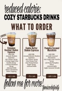 an advertisement for starbucks's iced coffee drinks, with three different types of beverages