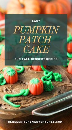 Easy Pumpkin Patch Cake in pan ready to serve. Chocolate Cake And Frosting, Pumpkin Patch Cake, Fun Fall Desserts, Homemade Chocolate Cake, Homemade Gravy, Decadent Chocolate Cake, Sheet Cake Recipes, Delicious Thanksgiving