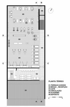 the floor plan for a restaurant with tables and chairs, in black and white colors