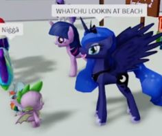 the pony is looking at each other in this game