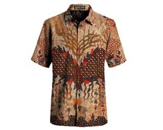 Madura Batik Shirt 100% handmade from the Indonesian island of Madura : Customise shirt size Indonesian Batik, Batik Shirt, Batik Fabric, Mens Oxfords, Brown Color, Custom Shirts, Batik, Button Downs, Casual Button Down Shirt