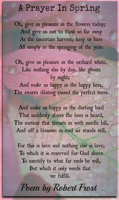 poem by robert fast about prayer in spring