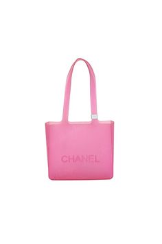 Chanel Pink Rubber Tote Bag | Tokyo Roses Vintage Tokyo Roses Vintage, Modern Pink Shoulder Bag With Logo, Pink Evening Shoulder Bag With Logo, Luxury Pink Bags With Logo, Designer Pink Shoulder Bag With Logo, Trendy Pink Shoulder Bag With Logo, Designer Pink Bag With Logo, Pink Logo Shoulder Bag, Pink Shoulder Bag With Logo