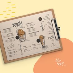 Carte des menus avec illustrations à la main des desserts dans un style retro A La Carte Menu Design, Cute Menu Design, Menu Coffee Design, New Menu Design, Layout Graphic Design, Coffee Menu Design, Menu Vintage, Dessert Restaurant