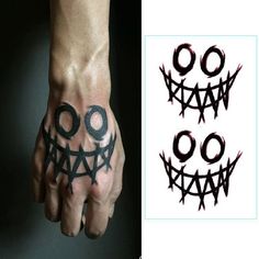 two pictures with different designs on their hands and one has the word boo written in it