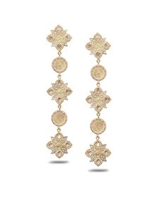 The Trinetra Three-Tier Drop Earring - Coomi Luxury Round Earrings For Ceremonial Occasions, Luxury Yellow Gold Ceremonial Earrings, Luxury Yellow Gold Earrings For Ceremonial Occasions, Luxury Ceremonial Yellow Gold Earrings, Luxury Ceremonial Earrings With Intricate Design, Luxury Gold Chandelier Earrings For Festive Occasions, Elegant Gemstone Ceremonial Earrings, Gold Fusion Chandelier Earrings Hand Set, Elegant Ceremonial Gemstone Earrings