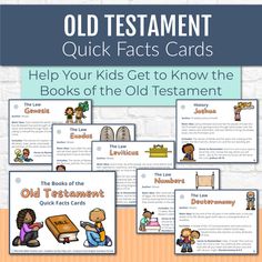 the old testament quick fact cards for kids to learn how to read and use them