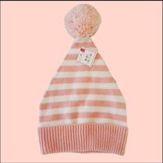 Kid's Beanie Brand Knit Hat New With Tags Pink/ White Stripe Pom Pom Top Stretchy No Known Flaws Approximate Measurements Width At Bottom 8 Length Of Just Knit Hat 11 Total Length With Pom Pom 13 Beanie Accessories, Striped Hat, Kids Beanies, Pom Pom Hat, Knit Hat, Kids Accessories, Knitted Hats, White Stripe, Pink White