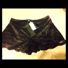 Super Sexy Buffalo David Bitton Black Lace, Lined With Silk, Shorts. Elegant Fitted Shorts For Night Out, Elegant Fitted Shorts For Going Out, High Waist Stretch Shorts For Date Night, Fitted Brief Shorts For Night Out, Stretch Short Bottoms For Date Night, Elegant Stretch Party Shorts, Elegant Bottoms With Built-in Shorts For Night Out, Elegant Fitted Brief Shorts, Flirty Black Bottoms For Night Out