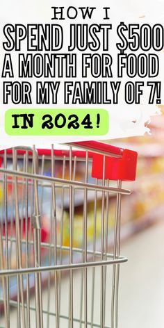 zoomed in image of grocery cart with text overlay that reads "how I spend just $500 a month for food for my family of 7 in 2024" How To Grocery Shop On A Budget Families, Money Saving Meal Plans, Frugal Monthly Meal Plan, Groceries On A Budget Families, Money Saving Grocery List, How To Buy Groceries On A Budget, 25 Dollar Grocery Budget, Grocery Hacks Saving Money, How To Buy Groceries For A Month