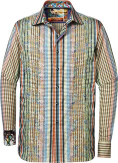 NWT Robert Graham Mens Multi ColorGreen/Orange Plaid Embroidered Buttondown Long Sleeve Flip Cuff Shirt Size L This shirt comes with a Nordstrom tag of $248 The Robert Graham Cheltenham Sport Shirt from the Robert Graham Mens Collection is a vintage colored,vertical stripe long sleeve Sport shirt with contrasting roll back cuffs and interior collar, full front button placket and unique top- stitching detail. Regular Fit; For best result Dry clean Only. Cotton. Please review photos for full produ Designer Multicolor Fall Shirt, Designer Fitted Multicolor Shirt, Designer Cotton Shirt For Fall, Husband Fashion, Stripe Long Sleeve, Project Runway, Shirt Cuff, Dressed To The Nines, Robert Graham