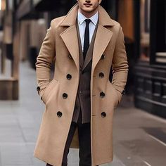 Wiaofellas - Vintage Double Breasted Woolen Overcoats Men Long Jackets Spring Fashion Solid Color Turn-down Collar Coats For Mens Streetwear Shoulder (cm) Bust Size(cm) Length (cm) Sleeve (cm) Suggest Weight (kg) S 47 110 93 64 - M 48.5 114 95 65 - L 50 120 97 66 - XL 51.5 126 99 67 - XXL 53 132 101 68 - 3XL 54.5 138 103 69 - 4XL - - - - - 5XL - - - - - "Size measured by ourselves, sometimes has some errors, but always within 3cm." Brown Single Breasted Outerwear For Winter, Single Breasted Winter Outerwear, Solid Single-breasted Outerwear For Cold Weather, Solid Color Lapel Collar Outerwear For Winter, Solid Long Pea Coat For Winter, Long Solid Pea Coat For Winter, Single Breasted Sport Coat For Cold Weather, Single Breasted Long Sleeve Sport Coat For Cold Weather, Single Breasted Outerwear For Cold Weather