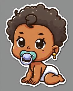 a cartoon baby with an pacifier in its mouth