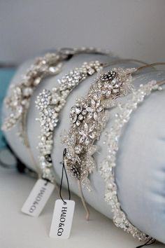 wedding headbands are on display for sale