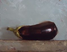 a painting of an eggplant on a shelf