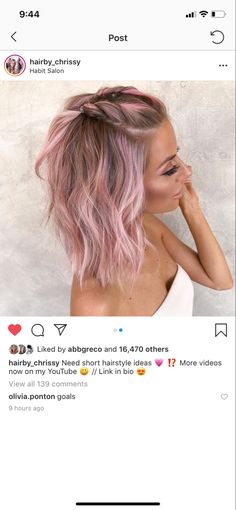 Pink Hair Color Ideas, Pink Hair Color, Pink Blonde Hair, Gorgeous Hair Color, Hair Color Pink, Haircut And Color, Bridesmaid Hairstyles, Pixie Bob, Pastel Hair