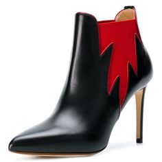 TAAFO Black And Red Chelsea Boots Stiletto Heel Ankle Boots US 3 / EU 33-Black Black High Ankle Boots With Red Sole, Black Ankle-high Boots With Red Sole, Black Boots With Red Sole For Fall, High Ankle Heeled Boots With Red Sole For Fall, Fall High Ankle Heeled Boots With Red Sole, Black Ankle Boots With Red Sole, Fall Heeled Boots With Red Sole And Pointed Toe, Chic Heeled Boots With Red Sole For Winter, Chic Winter Heeled Boots With Red Sole