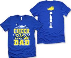 Senior Cheer Dad Shirt 2025,Glitter Senior Cheer Dad 2025 Shirt,Cheer Dad Tee,Cheer Dad,Custom Cheer Shirt,Custom Name This fun Senior Cheer Dad tee is perfect to wear for any game. This Bella Canvas tee is soft and great for everyday wear.  ♥ How To Order: ♥ HOW TO Order: 1) Select Shirt STYLE and COLOR from 1st drop down (see charts in pictures for options of colors for each style) 2) Choose the SHIRT SIZE from the 2nd drop down (see measurement charts in pictures, we highly recommend reviewin School Spirit Short Sleeve Top With Glitter Print, School Spirit Glitter Print Short Sleeve Top, Short Sleeve Tops With Glitter Print For School Spirit, Short Sleeve Glitter Print Top For Cheerleading, Short Sleeve Top With Glitter Print For Cheerleading, 2025 Glitter, Custom Cheer Shirts, Cheer Dad Shirt, Cheer Dad Shirts