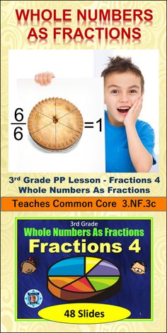 a poster with numbers and fractions for kids to learn how to make pies