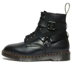 Dr. Martens Cristofor Leather Harness Lace Up Boots 'Black' 27485001 Black Moto Boots With Buckle Closure For Business, Black Business Boots With Buckle Closure, Black Moto Boots For Formal Winter Occasions, Winter Formal Black Moto Boots, Classic Black High-top Moto Boots, Classic Black Ankle-high Moto Boots, Black High-top Moto Boots With Leather Lining, Black Steel Toe Boots For Formal Occasions, Black Steel Toe Boots For Formal Wear