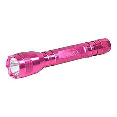 a bright pink flashlight on a white background