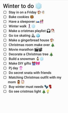 a christmas list with the words winter to do