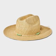 Take on sunny days with a touch of style with this Two-Tone Straw Western Hat from Universal Thread™. Designed with an indented crown, this on-trend western hat features a solid hue with a decorative beaded accent to complement your ensemble. Crafted from lightweight paper straw for all-day comfortable wear, it features an adjustable design to help you find the right fit. Plus, the 3.5-inch brim keeps your face shaded from the sun's rays. Universal Thread™: Found exclusively at Target. Straw Boater Hat, Straw Panama Hat, Straw Boater, Summer Straw Hat, Western Hat, Wide Brim Fedora, Crochet Bucket Hat, Claw Hair Clips, Straw Hats