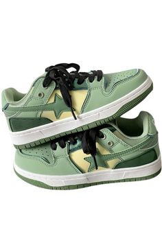 sage green star sneakers aesthetic shoes Green Shoes Aesthetic, Green Clothes Aesthetic, Sneakers Aesthetic, Shoes Y2k, Green Shoe, Shoes Streetwear, Green Star, Green Sneakers, Platform Mary Janes