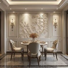 Classic Dining Room Wallpaper, Classic Wall Decoration, Classical Dining Room Design, Dining Room Walls Ideas, Pvc Panel Wall Design, Dining Wall Decor Ideas, Dining Wall Design, Wall Moulding Ideas, Dining Room Wall Ideas