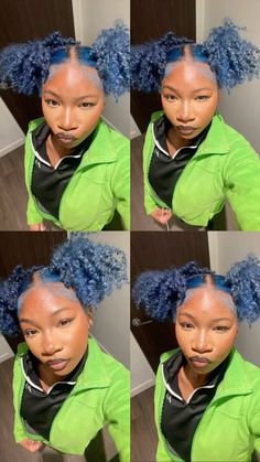 𝘧𝘰𝘭𝘭𝘰𝘸 𝘮𝘦 𝘧𝘰𝘳 𝘮𝘰𝘳𝘦 𝘤𝘰𝘯𝘵𝘦𝘯𝘵! Blue Natural Hair, Blk Women, Short Natural Curly Hair, Basketball Hairstyles, Dyed Hair Blue, Natural Hair Bun Styles, Body Hygiene, Character Makeup