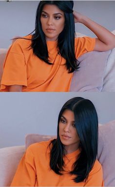 Kourtney Kardashian Hair Long, Kourtney Kardashian Medium Length Hair, Mid Style Haircut, Haircuts That Make Your Face Thinner, Kourtney Kardashian Hairstyles, Dark Hair Medium Length, Straight Haircut With Layers, Kourtney Kardashian Short Hair, Haircut Trends 2024 Women